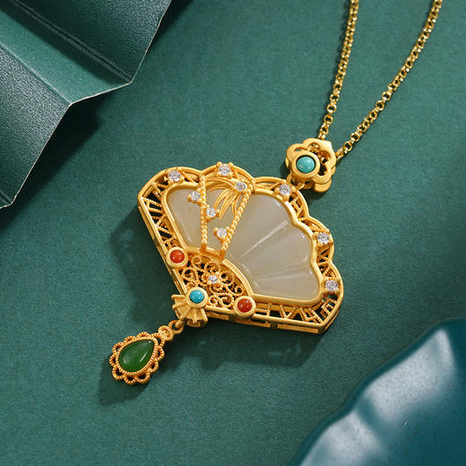 子佩集S925银【清风画扇】套链项链【DZ05476】镀金国潮2311 商品图1