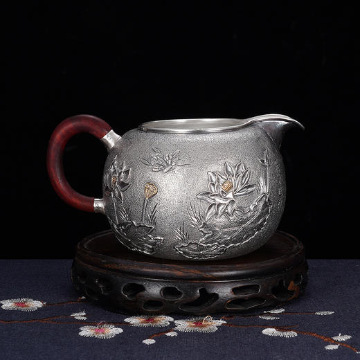 子佩集S990银【君子爱莲】提梁壶小茶壶公道杯摆件茶具套装【HY001】【HY002】【HY003】原创作品2311 商品图12