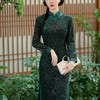 SYG-732春秋新款碎花连衣裙长袖女高贵气质秋冬旗袍 商品缩略图2