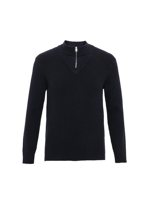 callisto藏青羊毛混纺毛衣 FSKNW129C 商品图3