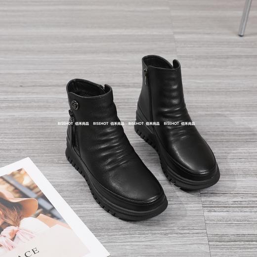 新品女士牛皮一脚蹬宽松版型增高女矮靴803B35576（W） 商品图8