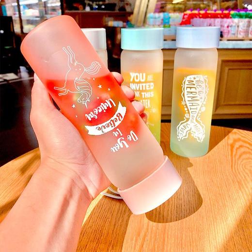 磨砂渐变色玻璃杯创意星空单层水杯简约潮流成人学生直饮便携杯子 商品图2