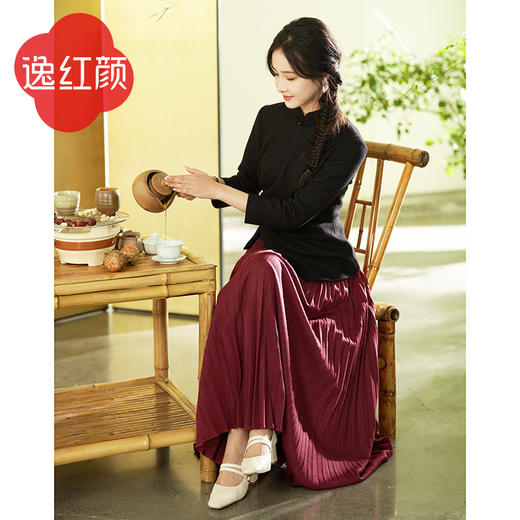 逸红颜明月优选#『虹鸢/祥雲』冬季优雅穿搭秘籍，弹力针织毛呢百褶裙 商品图9