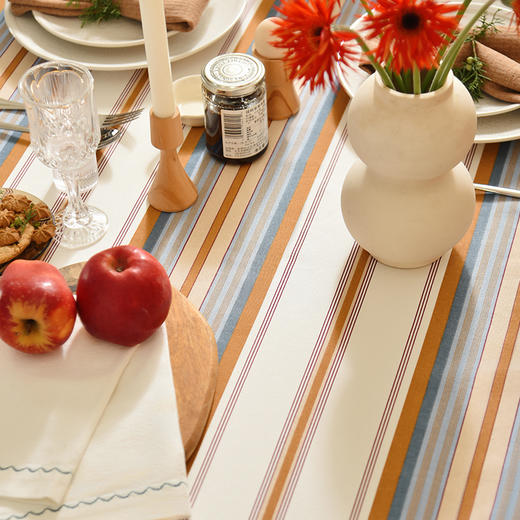 简约撞色条纹系列桌布客厅电视柜布艺餐桌布 商品图2