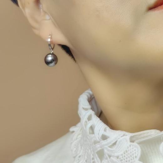 18k镶嵌大溪地黑珍珠耳环 商品图1