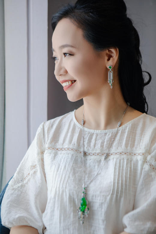 【晴空】白翡绿翠耳坠   EZ12212158 商品图6