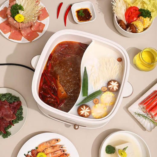 大宇（DAEWOO）电火锅家用6L大容量鸳鸯锅多功能蒸煮烤锅DYZG-6L16 暖阳白 商品图5