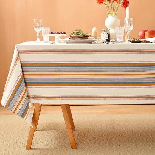 简约撞色条纹系列桌布客厅电视柜布艺餐桌布 商品图0