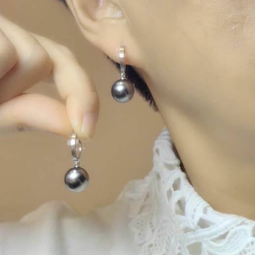 18k镶嵌大溪地黑珍珠耳环 商品图0