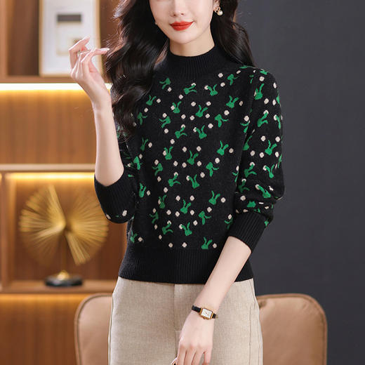 CC 29925半高领打底衫内搭洋气提花针织衫 商品图2