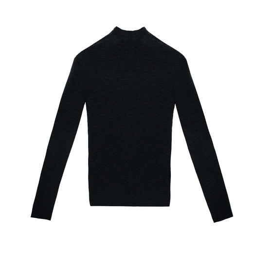 100%黑色打底绵羊毛衫 商品图5