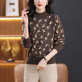 CC 29925半高领打底衫内搭洋气提花针织衫