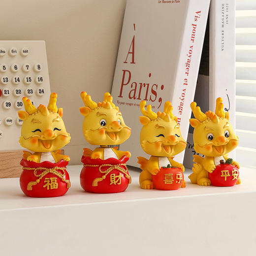 年终大促！ 【Q萌小可爱！创意造型】新年生肖摆件龙年吉祥物，国潮龙宝礼物可爱公仔创意树脂工艺品，寓意吉祥 桌面解压 手工雕刻 线条优美 商品图0