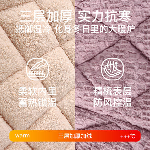 【三层夹棉加厚保暖】秋冬女士加绒加厚家居服套装 商品图3