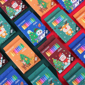 圣诞节【卡通圣诞8色蜡笔套装】小学生填色涂鸦美术画笔 儿童绘画套装 圣诞节礼物