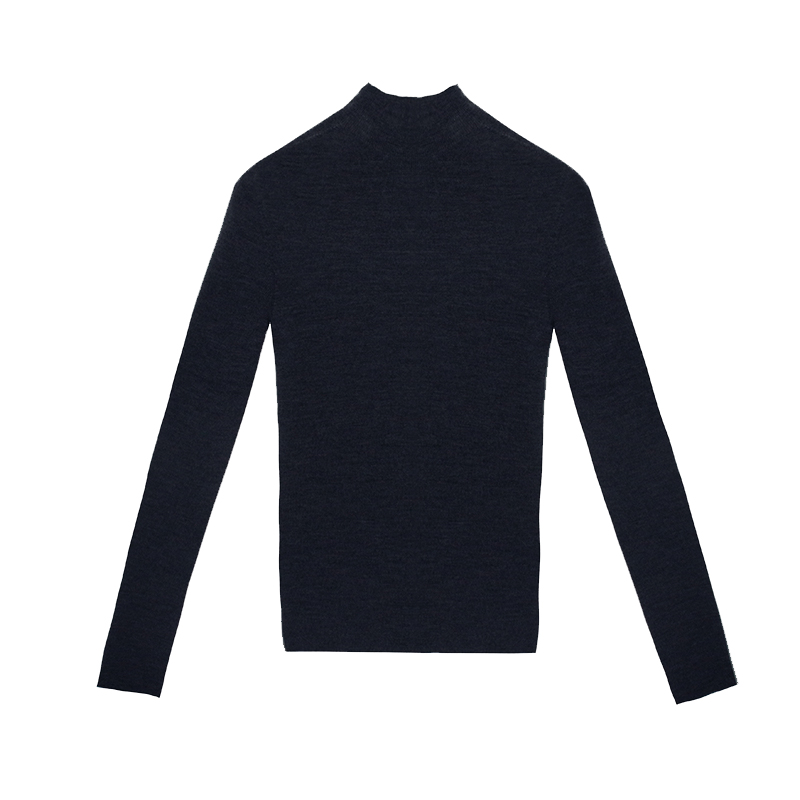 100%黑色打底绵羊毛衫