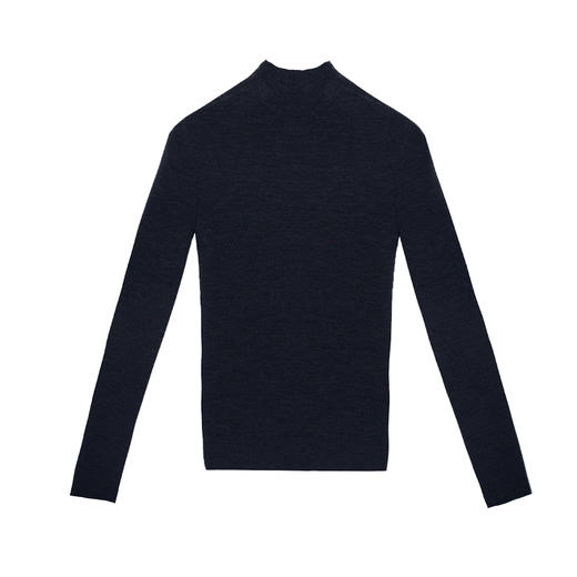 100%黑色打底绵羊毛衫 商品图0