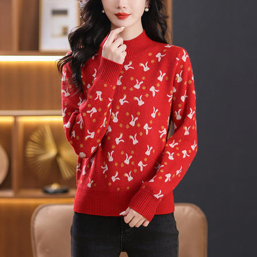 CC 29925半高领打底衫内搭洋气提花针织衫 商品图3