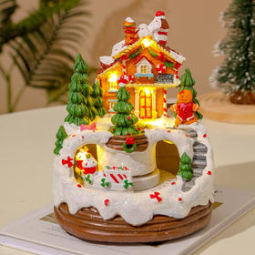创意摆件装饰品发光音乐饼干房子雪屋圣诞节礼物树脂工艺品