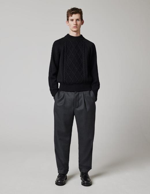 Margaret Howell  男士黑色绞花渔夫毛衣 商品图1