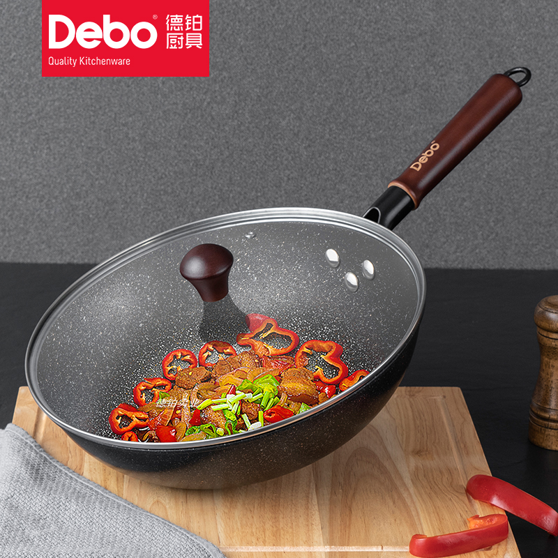 Debo德铂炒锅麦饭石不粘少油烟炒菜锅32cm无惧铁铲布莱恩升级款