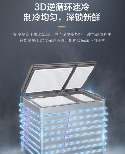 海尔双温冰柜215升 冷冻冷藏 双门双箱大冷柜 一级能效 大容量无需除霜 FCD-215GHXPC 商品图6