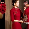 高端羊毛呢旗袍，七分袖喜婆婆喜妈妈婚宴装连衣裙HQ-173 商品缩略图2