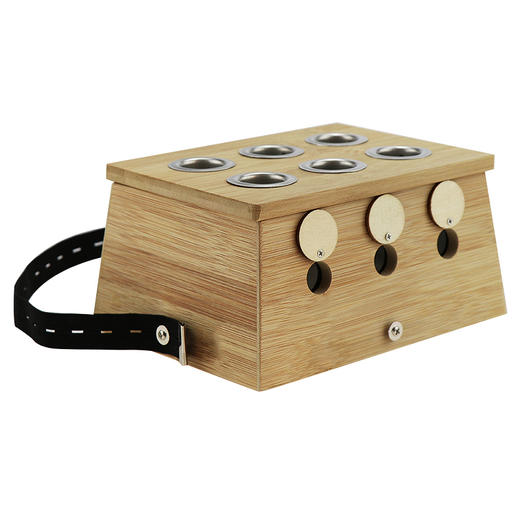 【6孔竹制艾灸盒】适用于直径1.8Cm的艾条 建议搭配送艾器使用 （绑带在竹盒内） 商品图1