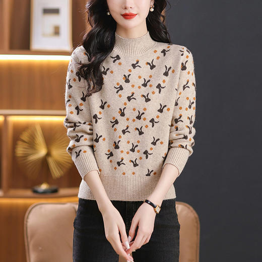 CC 29925半高领打底衫内搭洋气提花针织衫 商品图1