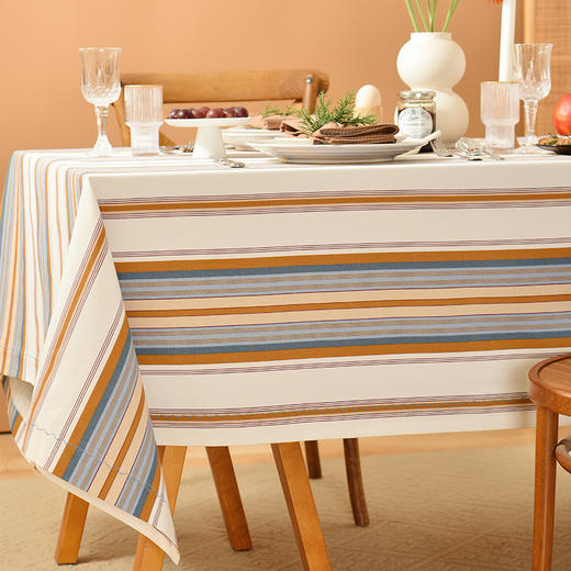 简约撞色条纹系列桌布客厅电视柜布艺餐桌布 商品图1