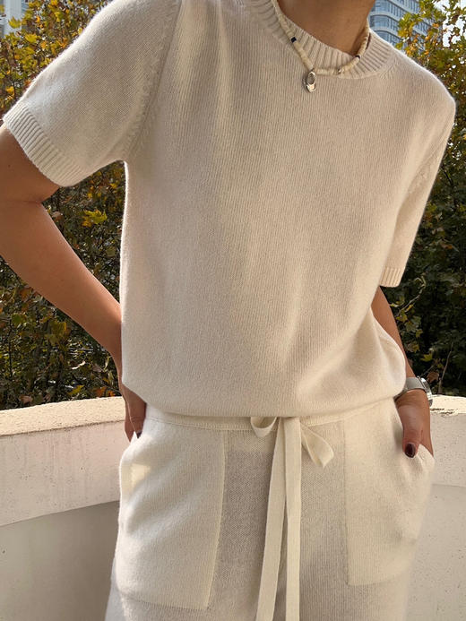 Puree｜#1967 short sleeves cashmere TOP 羊绒短袖针织上衣 [白 / 驼 / 绿 / 蓝 / 黄] 商品图8