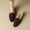 一脚蹬保暖加绒单鞋，磨砂休闲平底小皮鞋复古通勤风软牛皮乐福鞋NJMK-K787 商品缩略图3