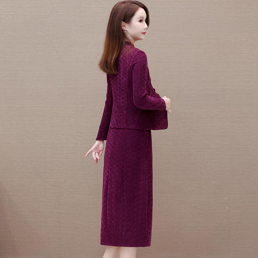 加绒假两件连衣裙，时尚木耳边拼结中长裙气质优雅提花裙QYM-KED-H1536-Y 商品图2