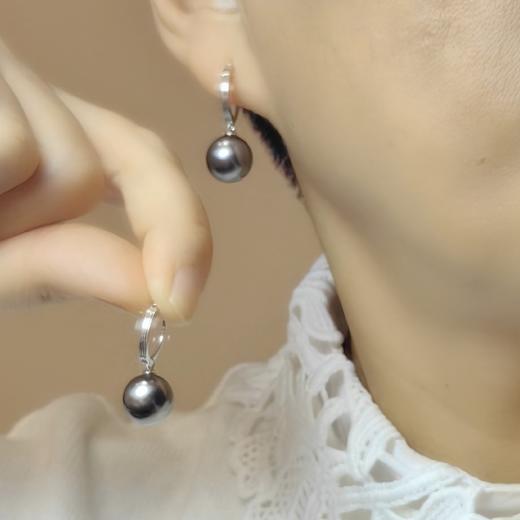 18k镶嵌大溪地黑珍珠耳环 商品图2