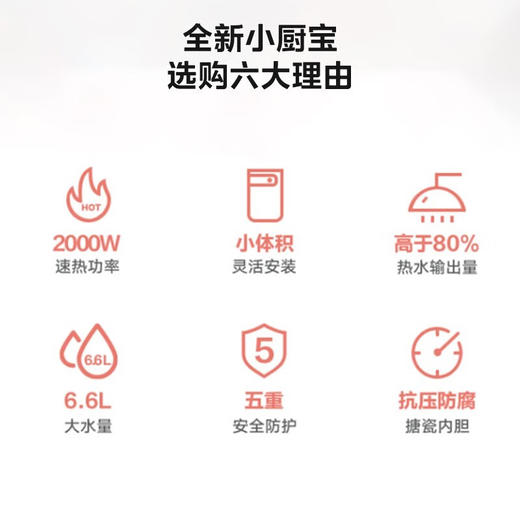 美的（Midea）迷你小厨宝电热水器连续出水小厨宝 速热蓝钻内胆安全防护 小体积小尺寸速热 【6.6L 一级能效】F6.6-20CB(ES) 商品图5