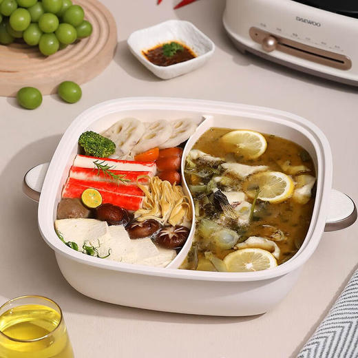 大宇（DAEWOO）电火锅家用6L大容量鸳鸯锅多功能蒸煮烤锅DYZG-6L16 暖阳白 商品图6