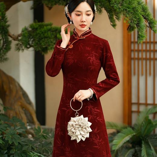 碎花连衣裙长袖女高贵气质秋冬旗袍SYG-700 商品图1