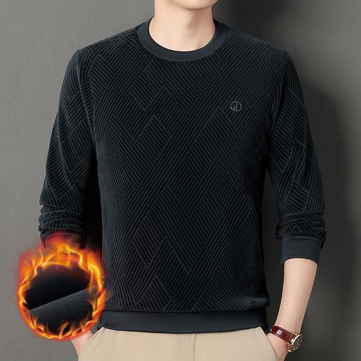 加绒加厚奥粒绒毛衣男士秋冬季新款提花保暖休闲简约百搭针织衫 商品图1