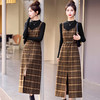 修身显瘦，气质复古格子加厚毛呢两件套连衣裙HR-LNS9662-1 商品缩略图2