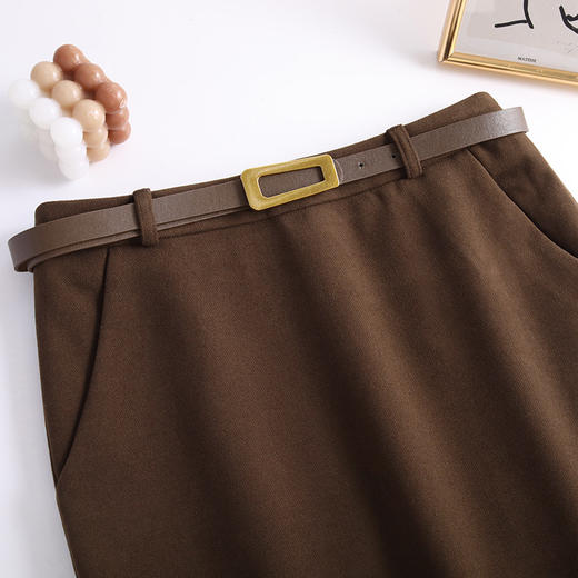 毛呢半身裙，秋冬季新款A字裙时尚高腰开衩包臀裙MYX-6705 商品图3