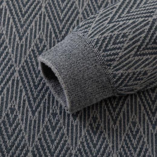 跨境直播加绒加厚针织衫男式上衣冬季新款格子提花保暖打底衫毛衣 商品图3