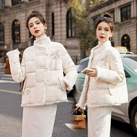 冬季新款，盘扣刺绣羽绒服真毛羽绒服外套HR-YQH9950