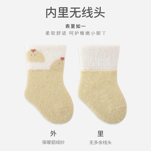 【新生儿毛绒袜5双】冬季新品0~5岁新生儿宝宝袜子加厚加绒 保暖婴儿袜子可爱卡通地板袜 商品图4