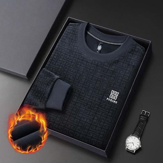 加绒加厚针织衫男士秋冬季新款简约百搭潮流打底衫毛衣男 商品图1