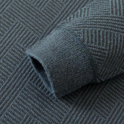 加绒加厚针织衫男式上衣冬季新款格子提花保暖打底衫毛衣 商品图3