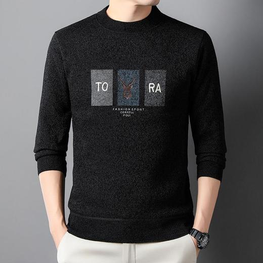 雪貂加绒加厚毛衣男士秋冬季新款潮流百搭休闲保暖打底针织衫上衣 商品图2