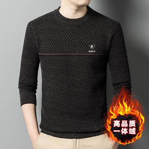 雪貂绒加绒加厚针织衫男士秋冬季新款百搭圆领保暖休闲打底衫毛衣 商品图1