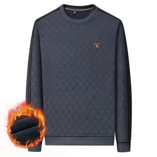 加绒加厚针织衫男式秋冬季新款保暖麻将格打底衫毛衣 商品图4