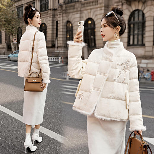 冬季新款，盘扣刺绣羽绒服真毛羽绒服外套HR-YQH9950 商品图3