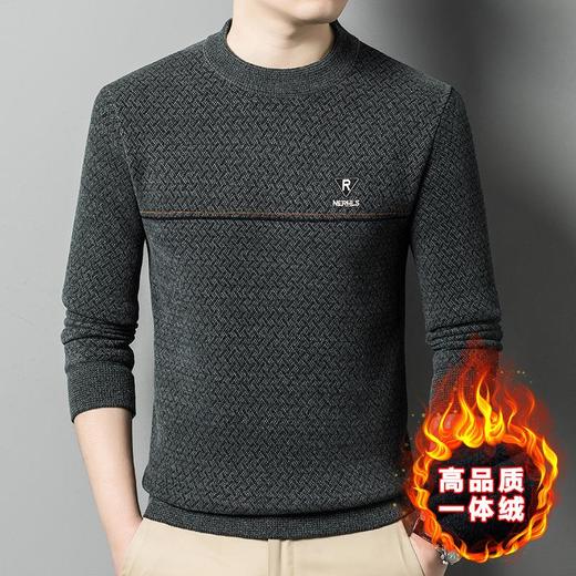 雪貂绒加绒加厚针织衫男士秋冬季新款百搭圆领保暖休闲打底衫毛衣 商品图3